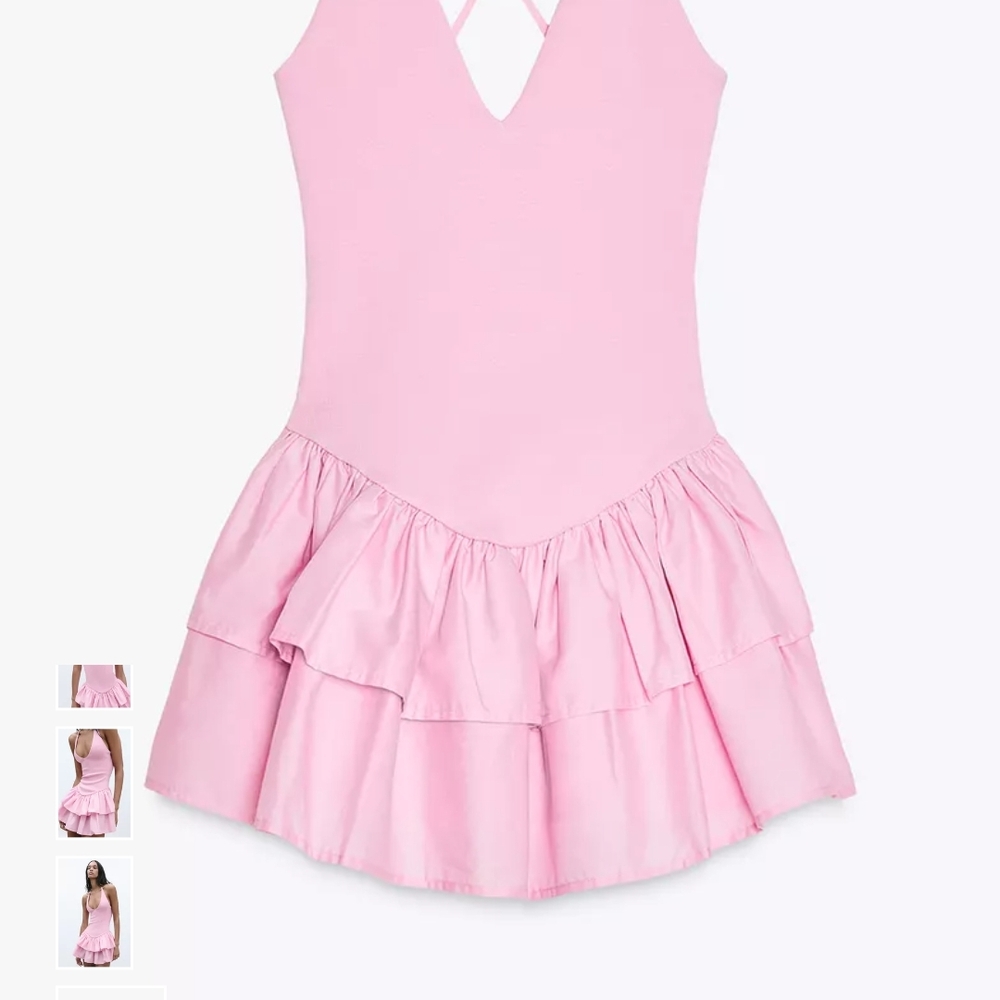Zara Light Pink Flared Mini Dress - Picture 7 of 10